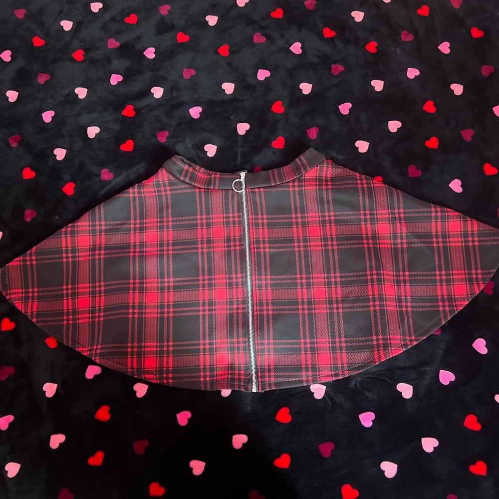 red plaid skirt